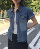 Curb side pocket washed denim shirt