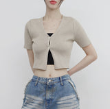 Cozia Cropped Knitwear Short-sleeved Cardigan