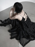 Black Swan Backless Fringe Bustier Top