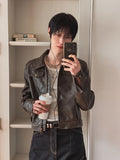 Snug Vintage Cropped Leather Jacket
