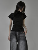 Vortex pintuck wide denim pants