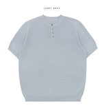 Viscose Henley Neck Short Sleeve Knit