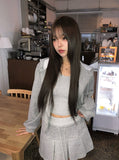 [3pc set] Raeun Sleeveless Hood Zip-up Pleats Skirt Set