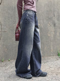 Cellne Washed Denim Long Wide Pants
