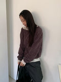 Karan Off-Shoulder Strap Stripe Long Sleeve Tee