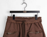 Zenda Cargo Zipper Pocket Banding Pile Mini Skirt