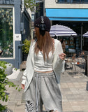 Summer Basic Net Knit Hood Zip Up