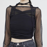 Pinia See-Through T-Shirt + Sleeveless Set