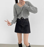 Body Shape Cover Stitch Raw Casual Mini Skirt