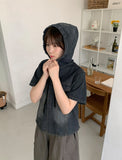 Suble Hood Denim Short Sleeve Shirt