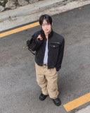 Badon Knit Color Matching Denim Trucker Jacket