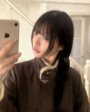 Rasi High Neck Fur Lining Zip-Up Suede Mustang Jacket