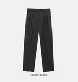 Two Tuck Semi Wide Belt Slacks