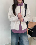 Cushit Flower Raglan Wool Knit Cardigan