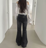 -3kg Span Semi-Bootcut Long Denim Pants