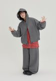 [BAONHAUS] Amoki check color fleece hood zip-up jumper