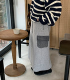 Ichimo banding brushed fleece cargo long skirt
