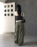 Shanz shirring pleated see-through puff short sleeve T-shirt