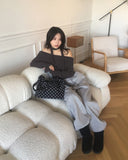 Rucol ribbed shirring off-shoulder knit muffler choker set