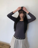 Partin Boat Neck Three Quarter Color Matching T-shirt