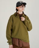Solid Loose Collar Sweatshirt
