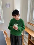 Cowzen Mix Color Round Knit Cardigan