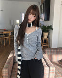Tomin Stripe Color Matching Knit Muffler