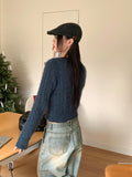 Gwen Cable V-neck Angora Knit