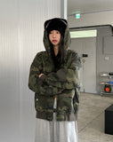 Camo Stud Pocket Two Way Hood Zip-Up