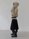 Cable Two-Way Knit Hood Zip-Up