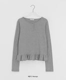 Dallo Henley Neck Frill Long Sleeve Tee