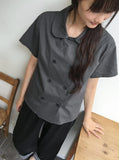 [BAONHAUS] Pironi Double Short Sleeve Blouse