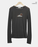 Hizel Donkey See-through Tencel Long Sleeve T-shirt