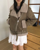 Syonti Overfit Belt Fleece Suede Mustang