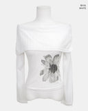 Bell-An Shirring Off-Shoulder Long-Sleeve T-Shirt