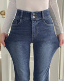 Mikel Span Brushed Two Button Bootcut Denim Pants