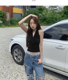 Glam Back Open Shirring Halterneck Sleeveless