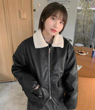 Rikkoi Mink Collar Two-Way Leather Jumper