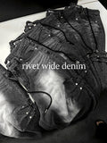 Rivet Pleated Denim