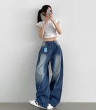 Diagonal One Pin Tuck Washing Loose Balloon Wide Fit Denim Pants