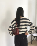 Yanky Stripe Deep U-Neck Layered Knitwear