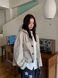 Auburn High-Neck Cotton Hood Bomber Jacket