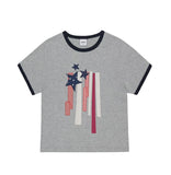 FLAG APPLIQUE RINGER CROP TEE