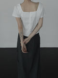 Lear Square Shirring Blouse