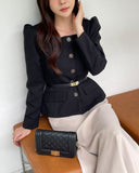 Roche Square Peplum Tweed Jacket