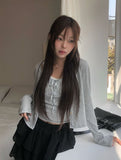 Lano Lace Ribbon Sleeveless Cardigan Set