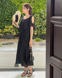 Randa Frill Off Shoulder Banding Long One Piece