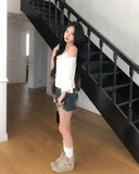 Cove Vintage Damaged Denim Shorts