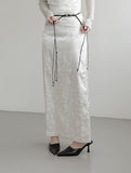 Rose Jacquard Satin Long Skirt