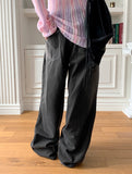 Holden Side Pintuck Washing Denim Long Wide Pants